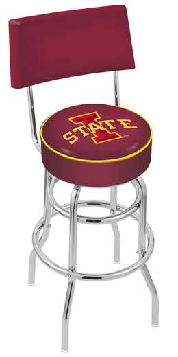  Iowa State 25" Double-Ring Swivel Counter Stool with Chrome Finish  