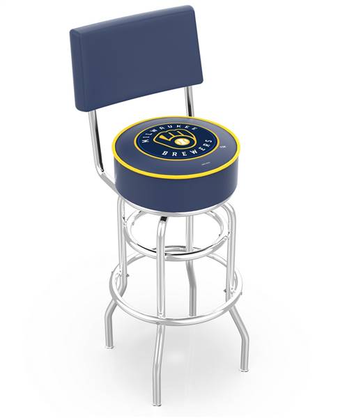  Milwaukee Brewers 25" Doubleing Swivel Counter Stool with Chrome Finish  