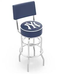  New York Yankees 25" Doubleing Swivel Counter Stool with Chrome Finish  