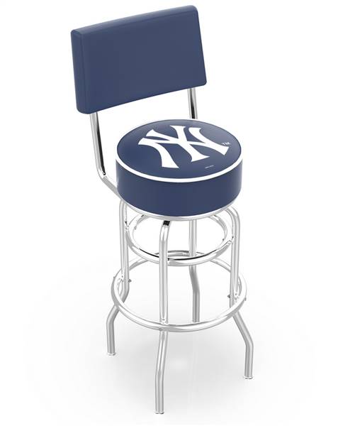  New York Yankees 25" Doubleing Swivel Counter Stool with Chrome Finish  