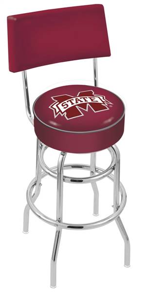  Mississippi State 25" Double-Ring Swivel Counter Stool with Chrome Finish  
