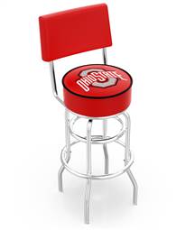  Ohio State 25" Double-Ring Swivel Counter Stool with Chrome Finish  