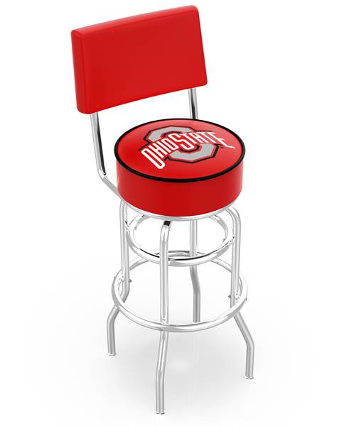  Ohio State 25" Double-Ring Swivel Counter Stool with Chrome Finish  