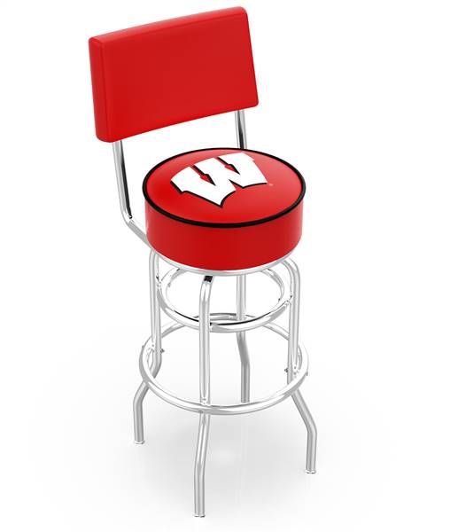  Wisconsin "W" 25" Double-Ring Swivel Counter Stool with Chrome Finish  