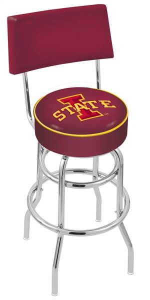  Iowa State 30" Double-Ring Swivel Bar Stool with Chrome Finish  