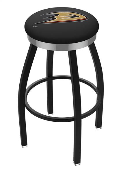 Anaheim Ducks  25" Swivel Counter Stool with a Black Wrinkle and Chrome Finish  