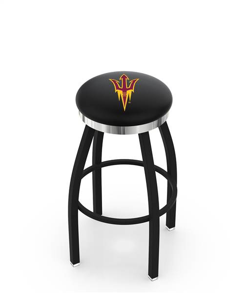  Arizona State (Pitchfork) 25" Swivel Counter Stool with a Black Wrinkle and Chrome Finish  