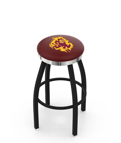  Arizona State (Sparky) 25" Swivel Counter Stool with a Black Wrinkle and Chrome Finish  