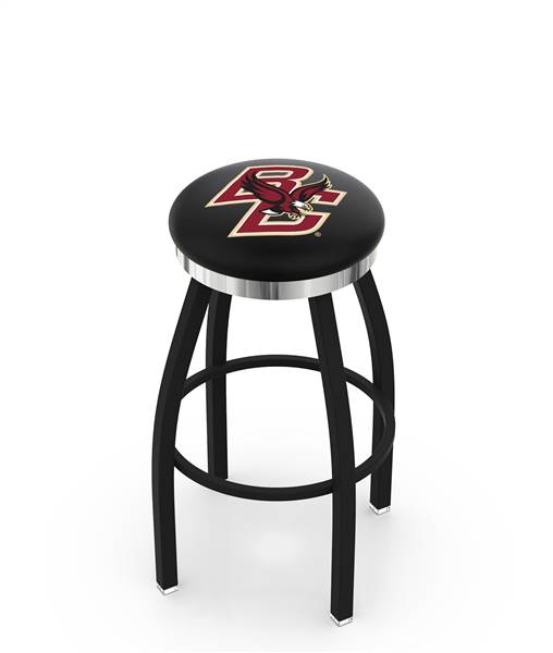  Boston College 25" Swivel Counter Stool with a Black Wrinkle and Chrome Finish  