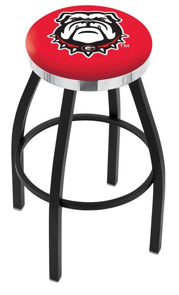  Georgia "Bulldog" 25" Swivel Counter Stool with a Black Wrinkle and Chrome Finish  