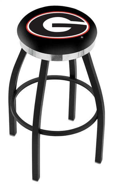  Georgia "G" 25" Swivel Counter Stool with a Black Wrinkle and Chrome Finish  