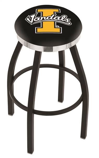  Idaho 25" Swivel Counter Stool with a Black Wrinkle and Chrome Finish  