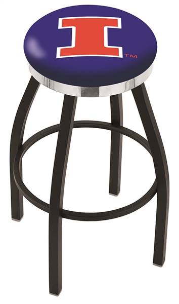  Illinois 25" Swivel Counter Stool with a Black Wrinkle and Chrome Finish  