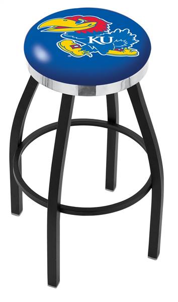  Kansas 25" Swivel Counter Stool with a Black Wrinkle and Chrome Finish  