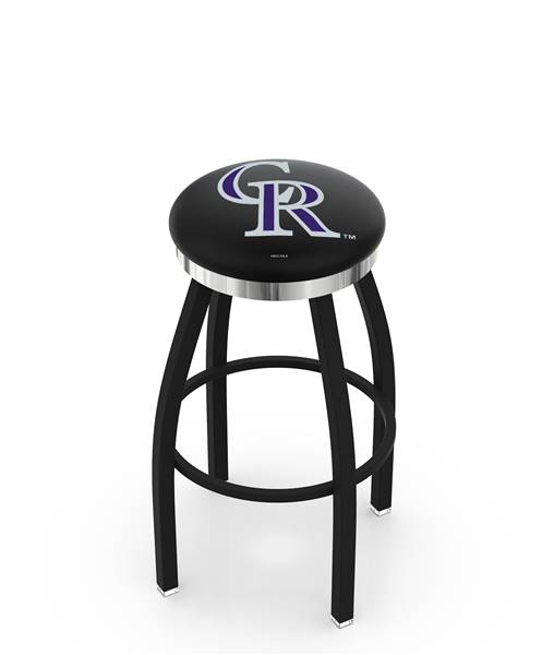  Colorado Rockies 25" Swivel Counter Stool with a Black Wrinkle and Chrome Finish  