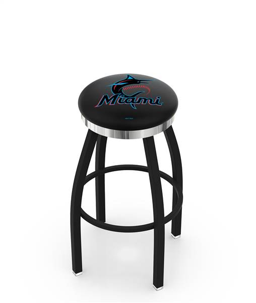  Miami Marlins 25" Swivel Counter Stool with a Black Wrinkle and Chrome Finish  