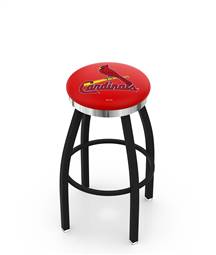  St. Louis Cardinals 25" Swivel Counter Stool with a Black Wrinkle and Chrome Finish  