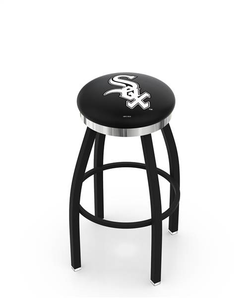  Chicago White Sox 25" Swivel Counter Stool with a Black Wrinkle and Chrome Finish  