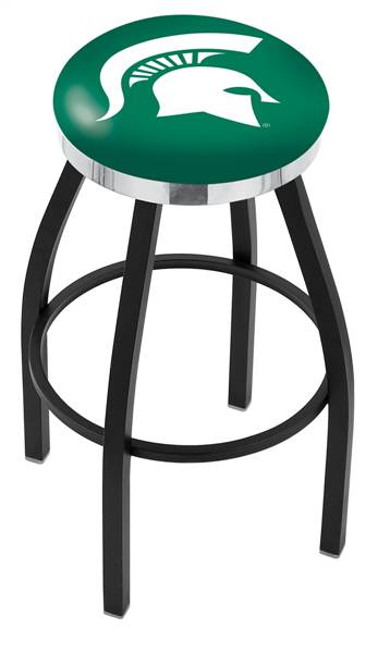  Michigan State 25" Swivel Counter Stool with a Black Wrinkle and Chrome Finish  