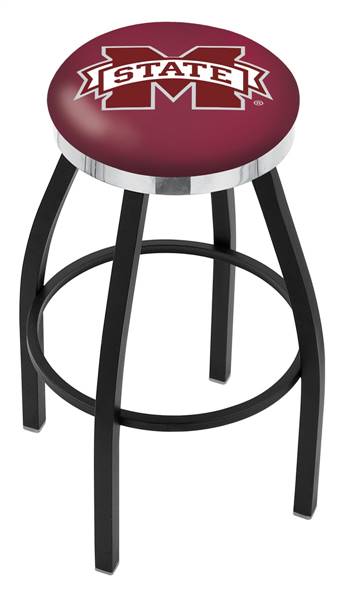  Mississippi State 25" Swivel Counter Stool with a Black Wrinkle and Chrome Finish  