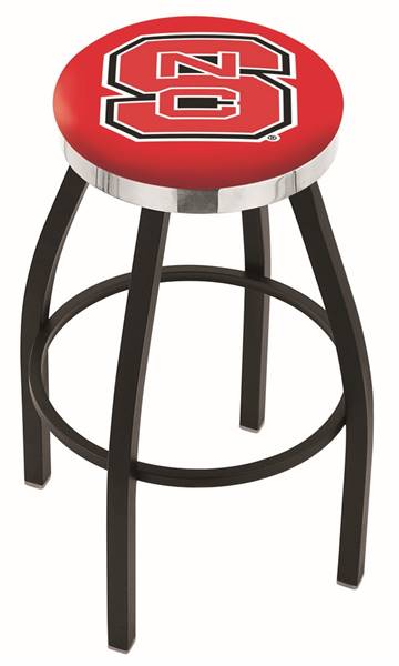  North Carolina State 25" Swivel Counter Stool with a Black Wrinkle and Chrome Finish  