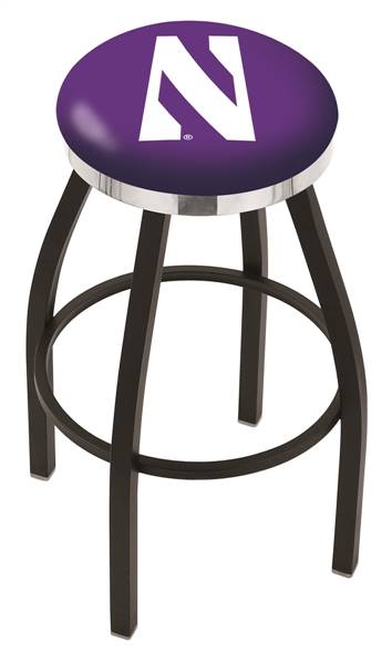  Northwestern 25" Swivel Counter Stool with a Black Wrinkle and Chrome Finish  
