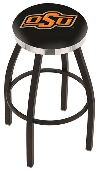  Oklahoma State 25" Swivel Counter Stool with a Black Wrinkle and Chrome Finish  