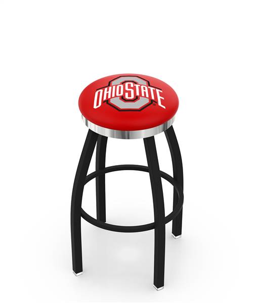  Ohio State 25" Swivel Counter Stool with a Black Wrinkle and Chrome Finish  