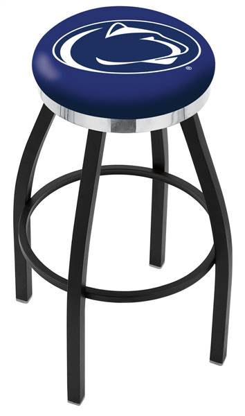  L8B2C Penn State 25" Swivel Counter Stool with a Black Wrinkle and Chrome Finish  