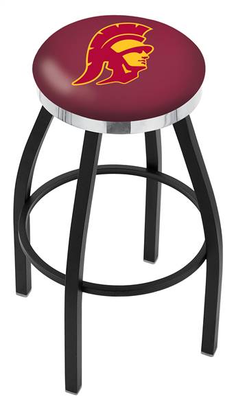  USC Trojans 25" Swivel Counter Stool with a Black Wrinkle and Chrome Finish  