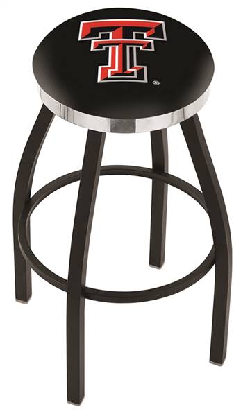  Texas Tech 25" Swivel Counter Stool with a Black Wrinkle and Chrome Finish  