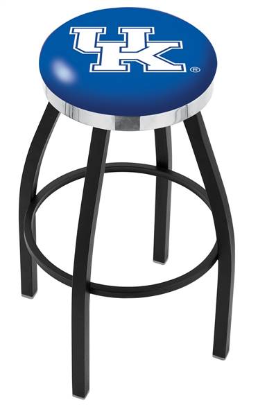  Kentucky "UK" 25" Swivel Counter Stool with a Black Wrinkle and Chrome Finish  