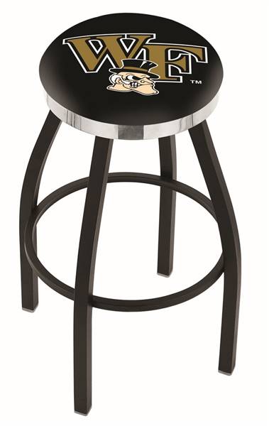  Wake Forest 25" Swivel Counter Stool with a Black Wrinkle and Chrome Finish  