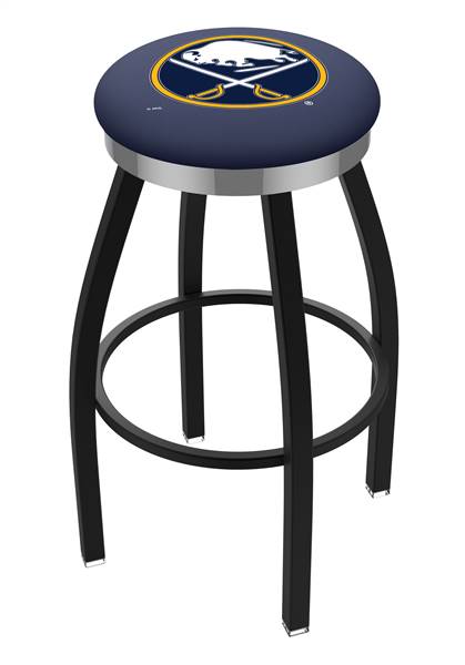 Buffalo Sabres  30" Swivel Bar Stool with a Black Wrinkle and Chrome Finish  