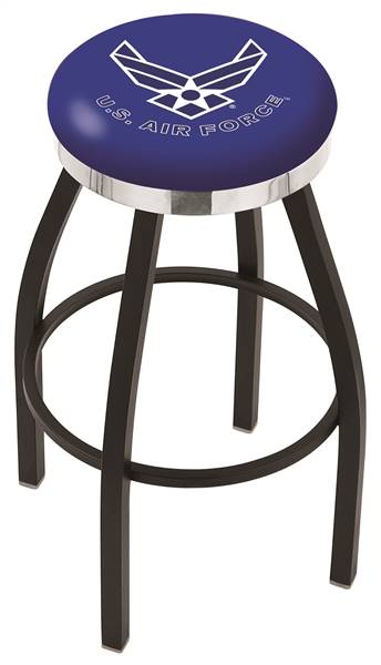  U.S. Air Force 30" Swivel Bar Stool with a Black Wrinkle and Chrome Finish  