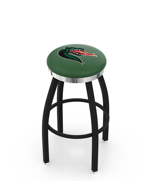  UAB 30" Swivel Bar Stool with a Black Wrinkle and Chrome Finish  