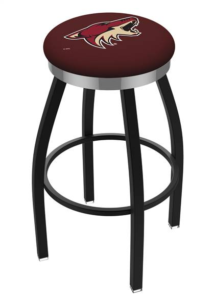  Arizona Coyotes 30" Swivel Bar Stool with a Black Wrinkle and Chrome Finish  