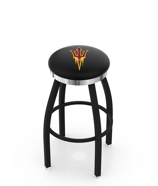  Arizona State (Pitchfork) 30" Swivel Bar Stool with a Black Wrinkle and Chrome Finish  