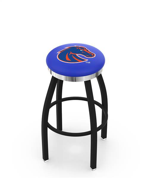  Boise State 30" Swivel Bar Stool with a Black Wrinkle and Chrome Finish  