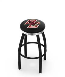  Boston College 30" Swivel Bar Stool with a Black Wrinkle and Chrome Finish  