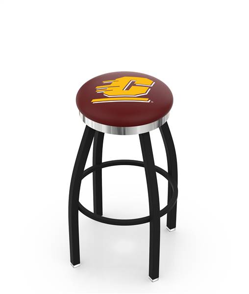  Central Michigan 30" Swivel Bar Stool with a Black Wrinkle and Chrome Finish  