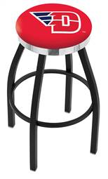  University of Dayton 30" Swivel Bar Stool with a Black Wrinkle and Chrome Finish  