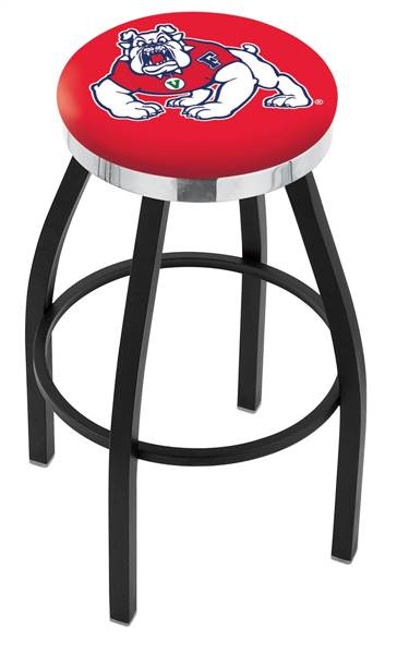  Fresno State 30" Swivel Bar Stool with a Black Wrinkle and Chrome Finish  