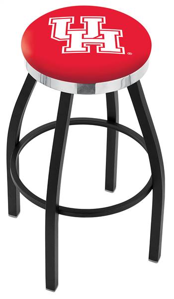  Houston 30" Swivel Bar Stool with a Black Wrinkle and Chrome Finish  