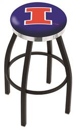  Illinois 30" Swivel Bar Stool with a Black Wrinkle and Chrome Finish  