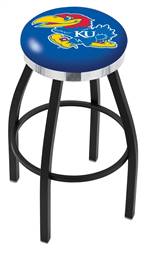  Kansas 30" Swivel Bar Stool with a Black Wrinkle and Chrome Finish  