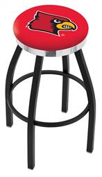  Louisville 30" Swivel Bar Stool with a Black Wrinkle and Chrome Finish  