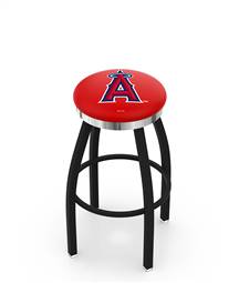  Los Angeles Angels 30" Swivel Bar Stool with a Black Wrinkle and Chrome Finish  