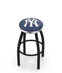  New York Yankees 30" Swivel Bar Stool with a Black Wrinkle and Chrome Finish  