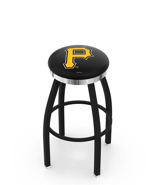  Pittsburgh Pirates 30" Swivel Bar Stool with a Black Wrinkle and Chrome Finish  